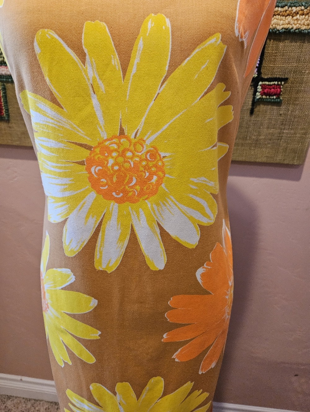Vintage Handmade Hawaiian Floral Print MCM Wiggle Maxi Dress - Picture 5 of 15